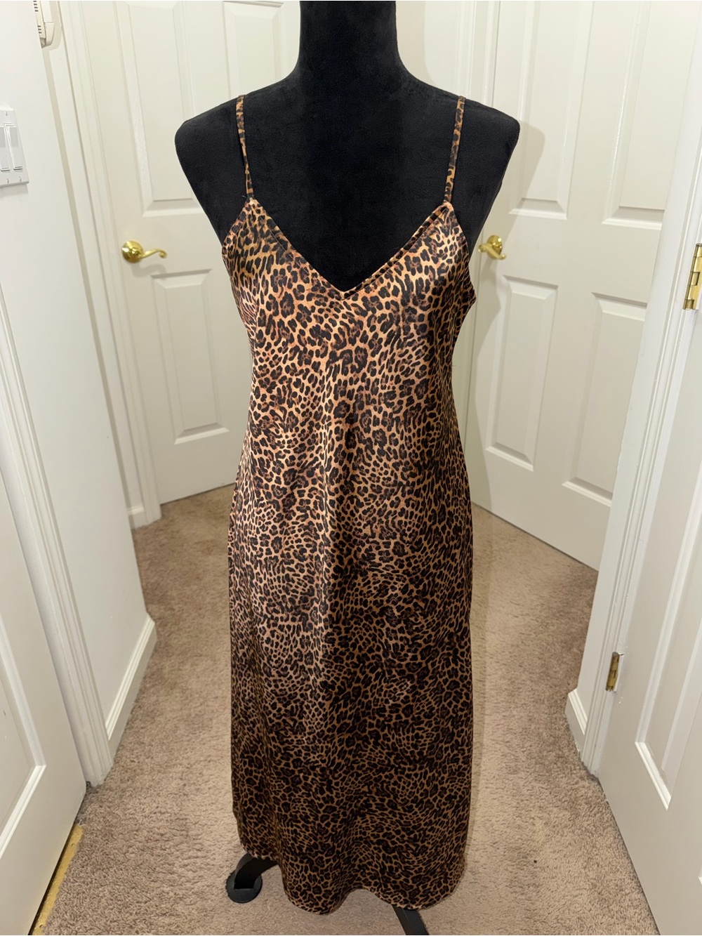 GAP Leopard Print Slip Midi Dress - Brown